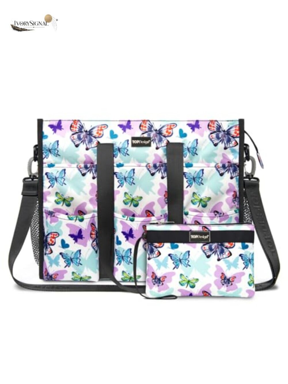 Water Resistant Tote Bag Set with 22 Pockets, Zipper Closure